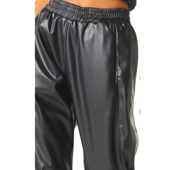 NWT Misa Los Angeles Black Smocked Crop Top & Vegan Leather Joggers Set Size S‎ - Picture 12 of 14